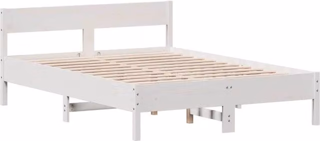 Berkfield Home Beautiful Bed Frame in White Solid Pine, W/D/H: 200 x 140 x 71.5 cm