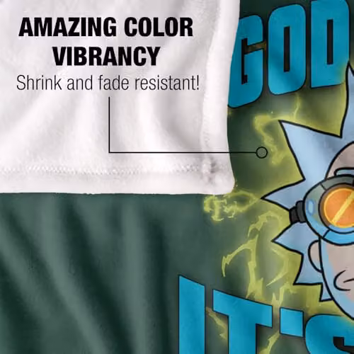 LOGOVISION Rick and Morty If God Exists Super Soft Fleece Throw Blanket, Multicolour, W: 91.44 cm x D: 91.44 cm x H: 147 cm – 3