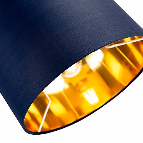Happy Homewares Midnight Blue Cotton Circular Drum Lamp Shade with Shiny Copper Inner, Diameter: 25 cm – 2