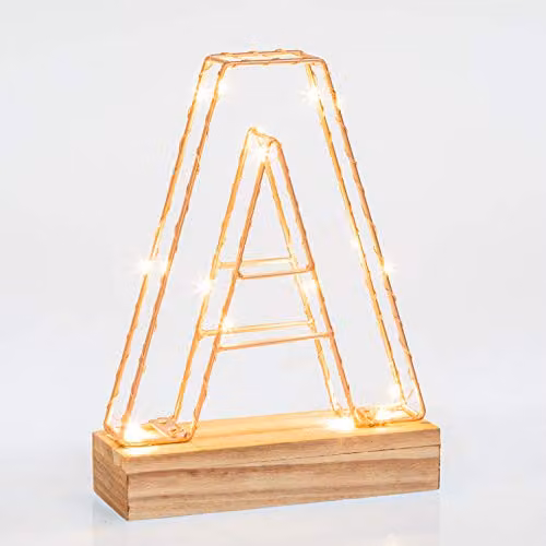 Echo Three Gold Wire Frame Letter Light W/D/H: 22.0 x 16.0 x 5.0 cm – 1