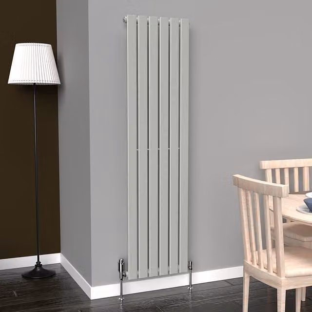 Lux Heat Flat Coloured Vertical Radiator in Dove Grey, H: 160 cm, W: 42 cm