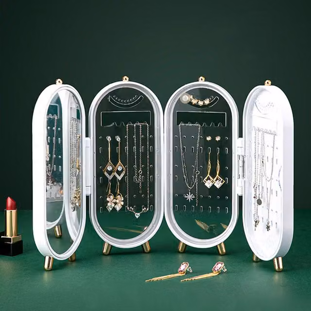 Livingandhome Foldable White Plastic Jewelry Storage Box