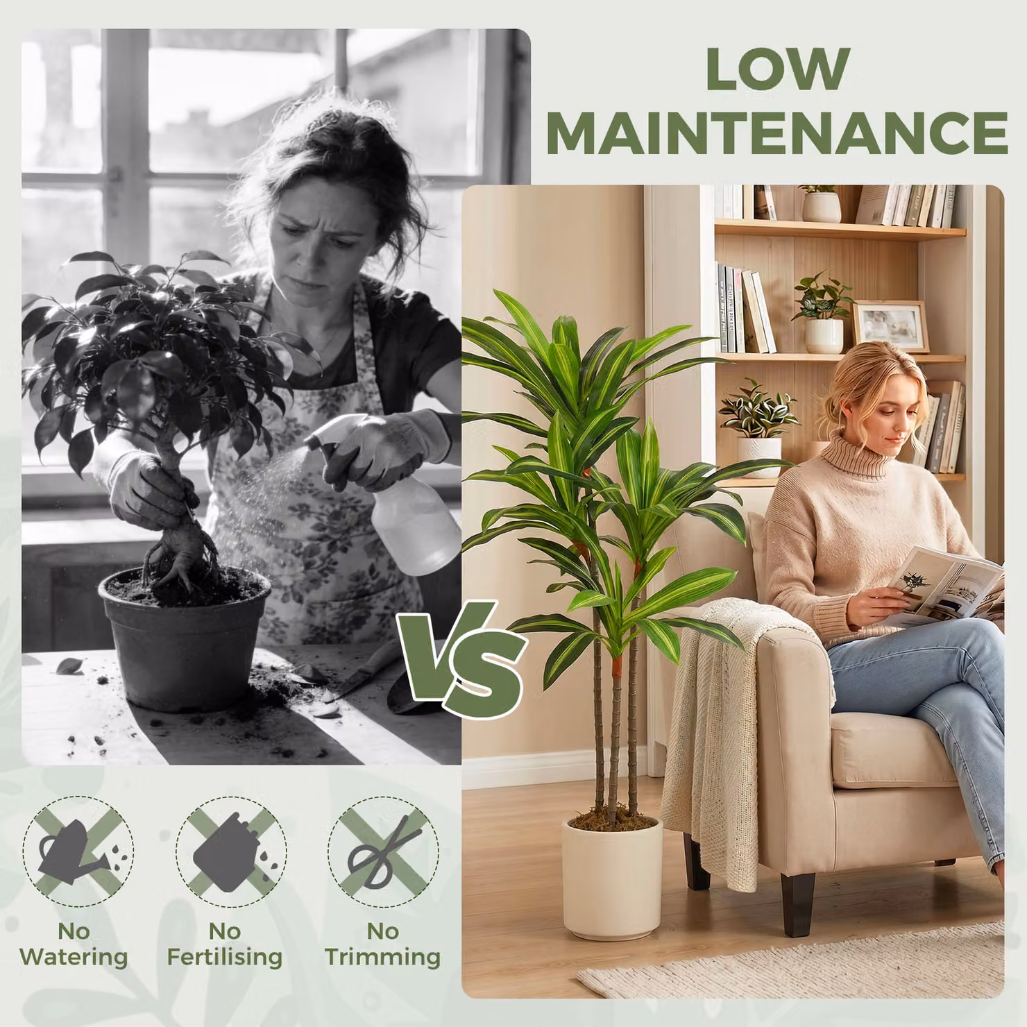 HOMCOM 120 cm Artificial Dracaena Tree in Green and White – 5