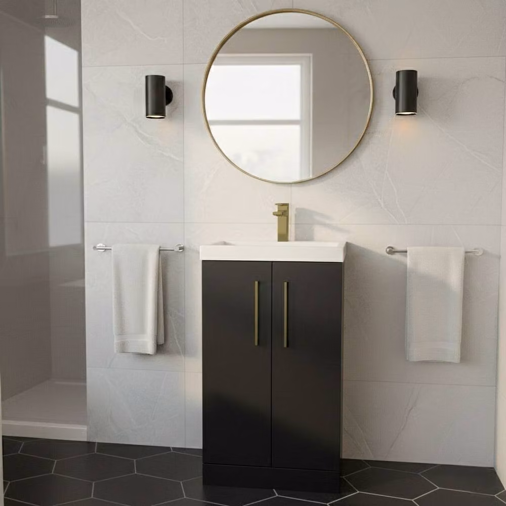 Balterley Modern Freestanding Bathroom Vanity Unit with 2 Soft Close Doors, Dark Grey – 2