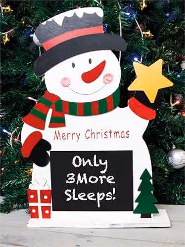 Netagon Festive Wooden Snowman Christmas Chalkboard Advent Countdown Calendar in White, Red and Green – 4