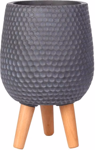 IDEALIST Modern Round Indoor Planter on Legs with Tapered Pot in Grey, 6l