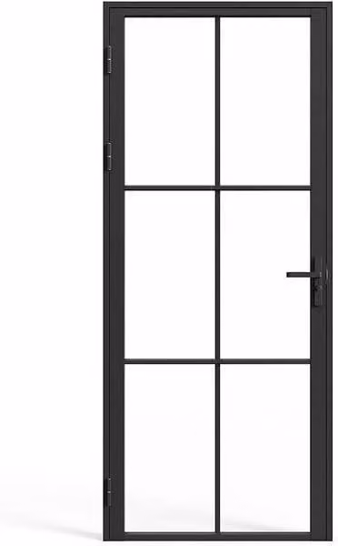 Vente-unique Aluminium and Tempered Glass Reversible Door Unit, Black, H: 204 cm, W: 73 cm