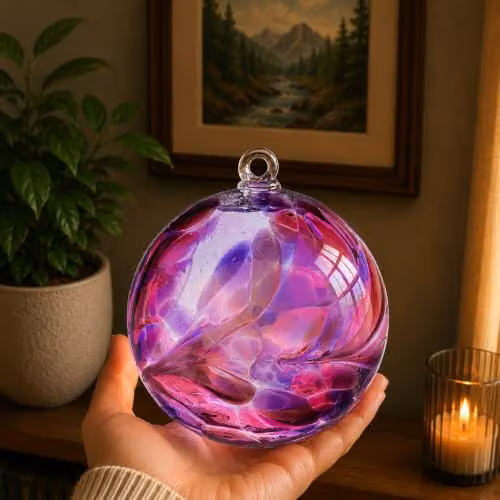 Sienna Glass Friendship Ball Purple Glass Hanging Ornament, Diameter: 10 cm – 2