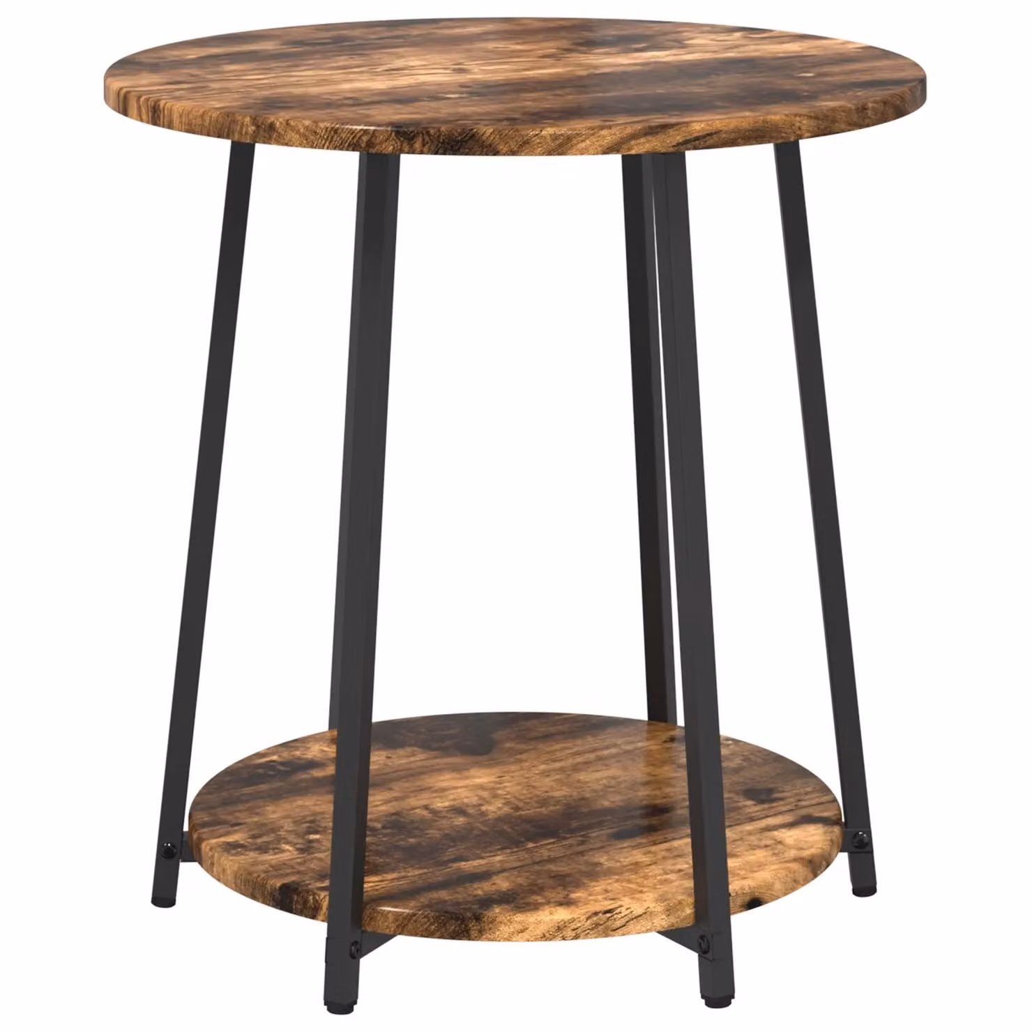 Berkfield Home Set of 2 Round Nested Side Tables in Smoked Oak and Brown Metal – 3