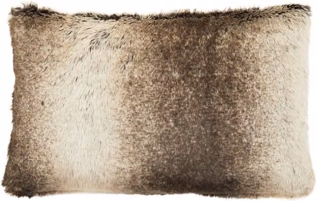 Orsina Brown Faux Fur Rectangular Cushion with Feather Filling