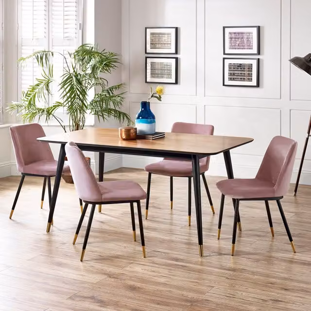Julian Bowen Retro Rectangular Table and Chairs Set in Pink