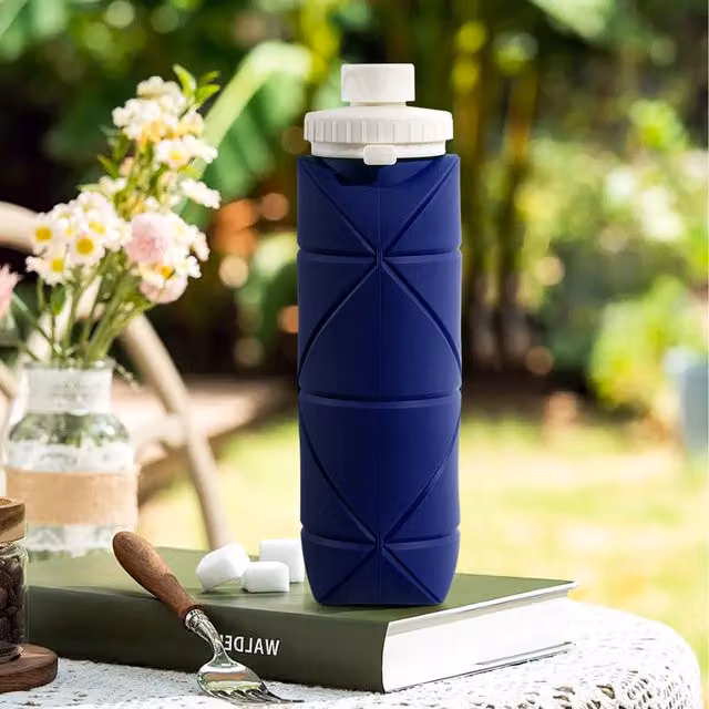 Lifeideas Flip Collapsible Silicone Water Bottle in Blue