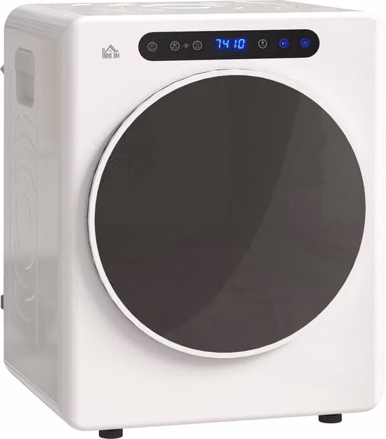 HOMCOM 8kg Vented Front Loading Tumble Dryer in White with Stainless Steel Tub and 6 Heat Settings – 1