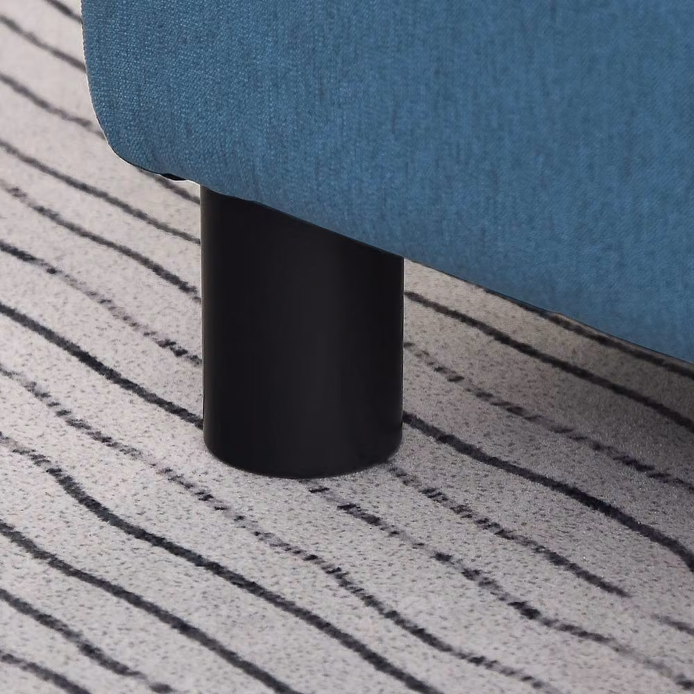 STILVORA Modern Rectangular Blue Fabric Footstool with Wooden Frame – 4