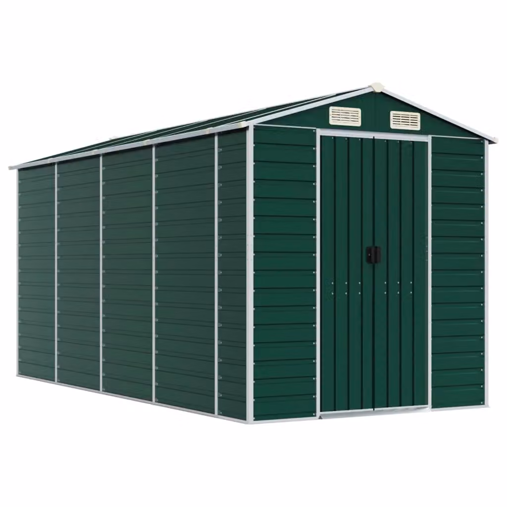Berkfield Home Green Galvanised Steel Pent Garden Shed W/D/H: 191 x 385 x 198 cm – 2