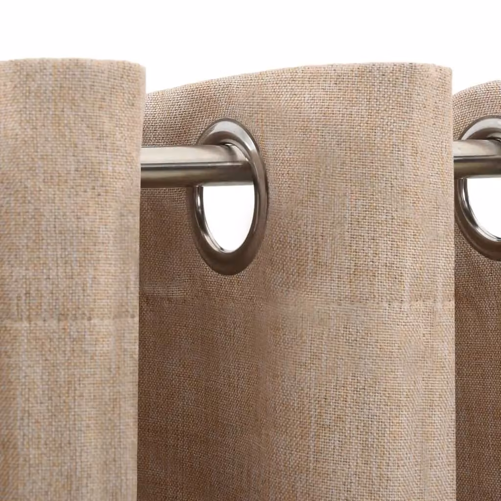Berkfield Home Linen-Look Blackout Curtains with Eyelets, 2 Pack, Beige, W: 140 cm, H: 245 cm – 3