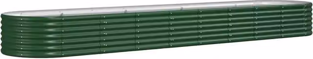 Berkfield Home Garden Powder-coated Steel Raised Bed in Green, W/D/H: 368 x 80 x 36 cm