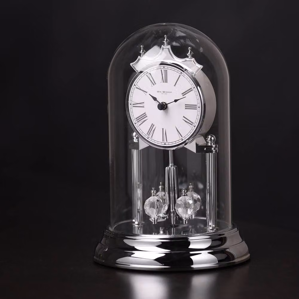 William Widdop Silver Rotating Pendulum Anniversary Tabletop Clock – 4