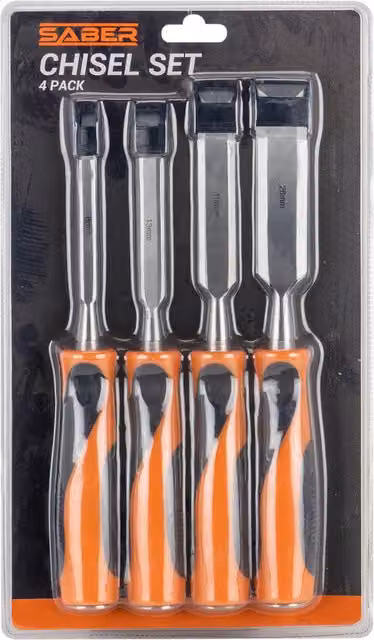 Saber 4 Piece Steel Chisel Tool Set in Orange
