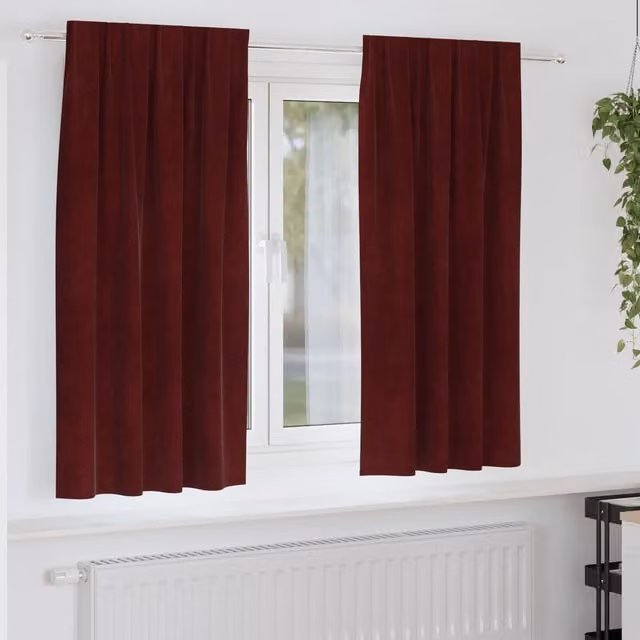 Berkfield Home Wine Red Velvet Blackout Curtains, 2 Pack, W: 140 cm, H: 175 cm – 1
