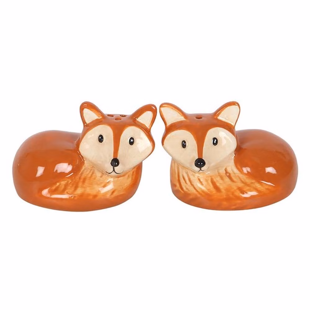 Uniqueful Ceramic Fox Salt and Pepper Shakers Set in Orange – 2