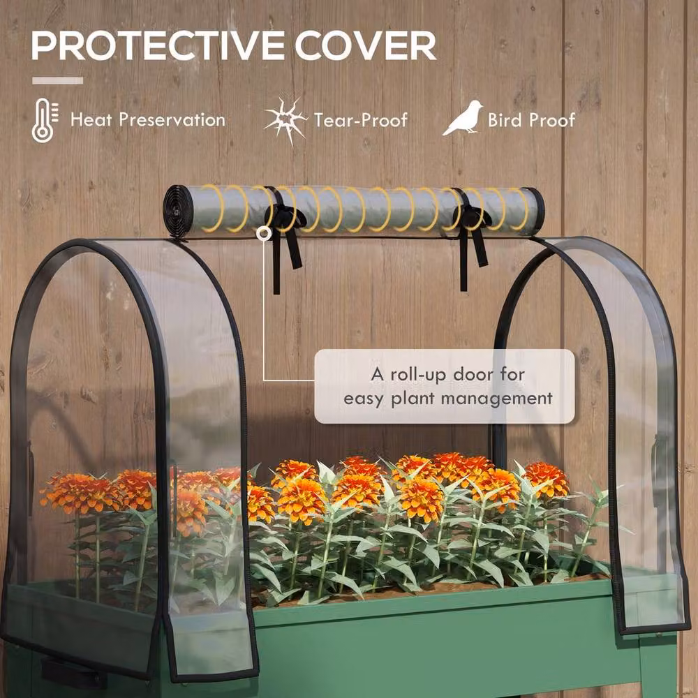 Kelvenix Raised Planter with Greenhouse Cover, Green, W/D/H: 120 x 80 x 40 cm – 4