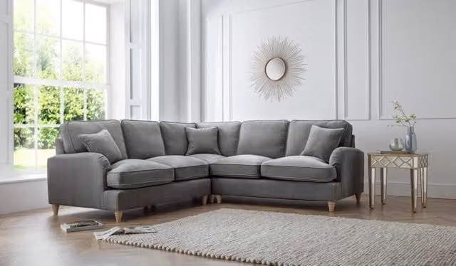 The Great Sofa Company Orla 2 Corner L-Shape Sofa in Charcoal Manhattan Ice Fabric – 1