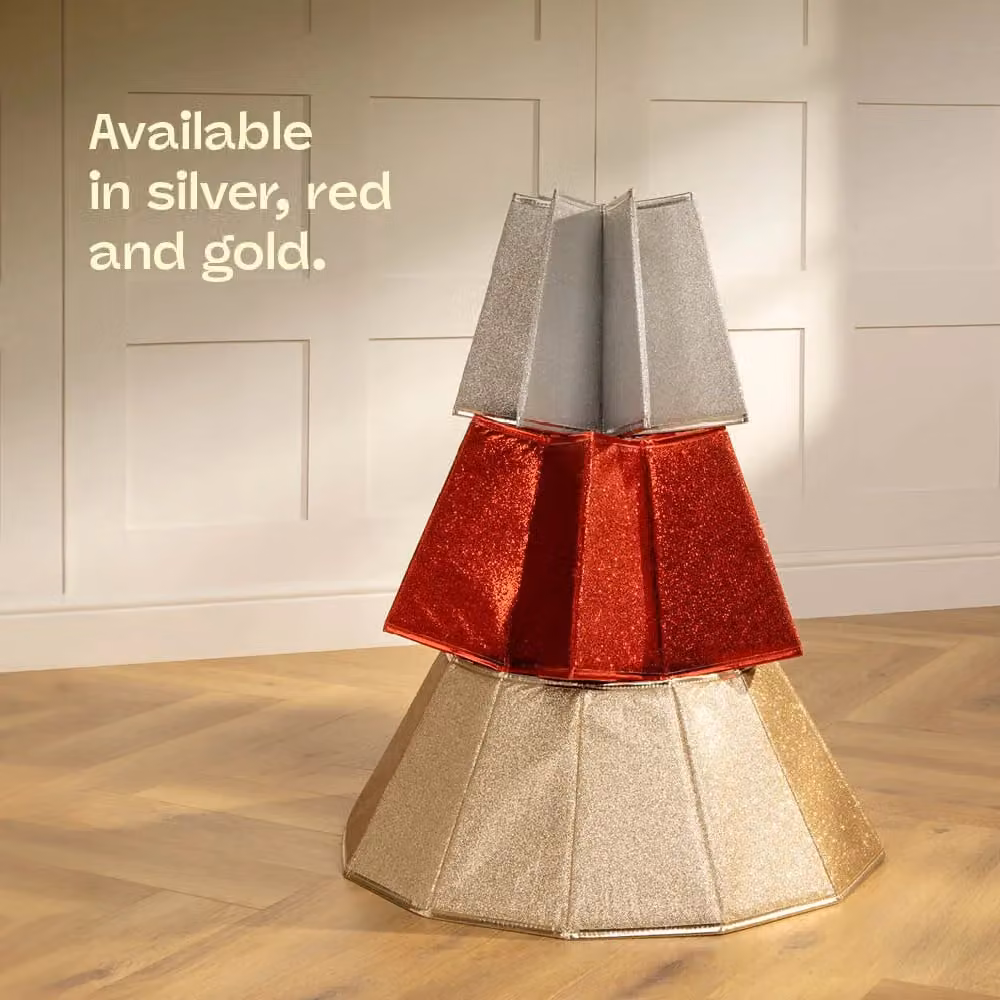 Christmas Village Glossy Red and Gold Diamond Christmas Tree Skirt – 4