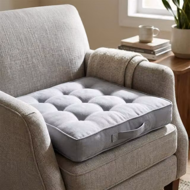 Harbour Housewares Square Armchair Booster Seat Cushion in Grey, W/D/H: 50 x 50 x 50 cm
