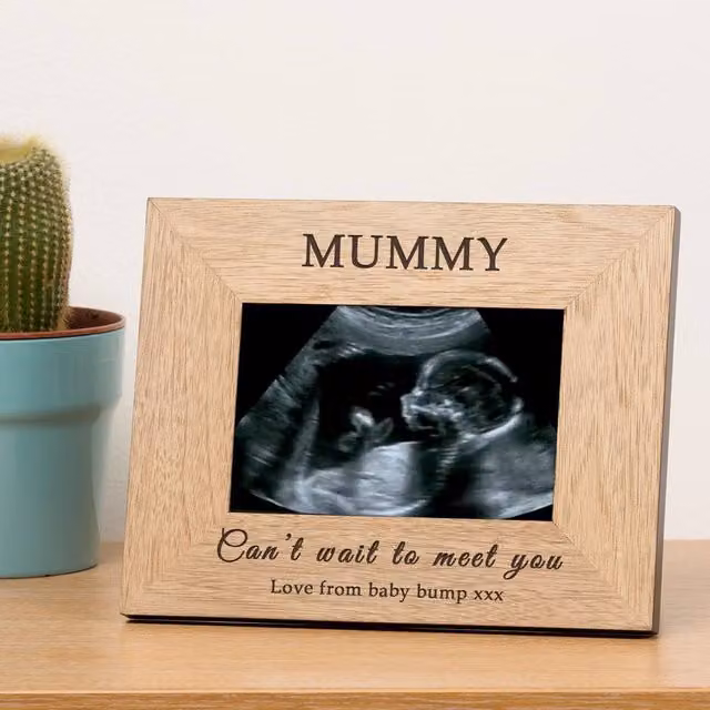 Uniqueful Personalised Cant Wait To Meet You Baby Scan Wood Picture Frame, Brown, 6x4 in