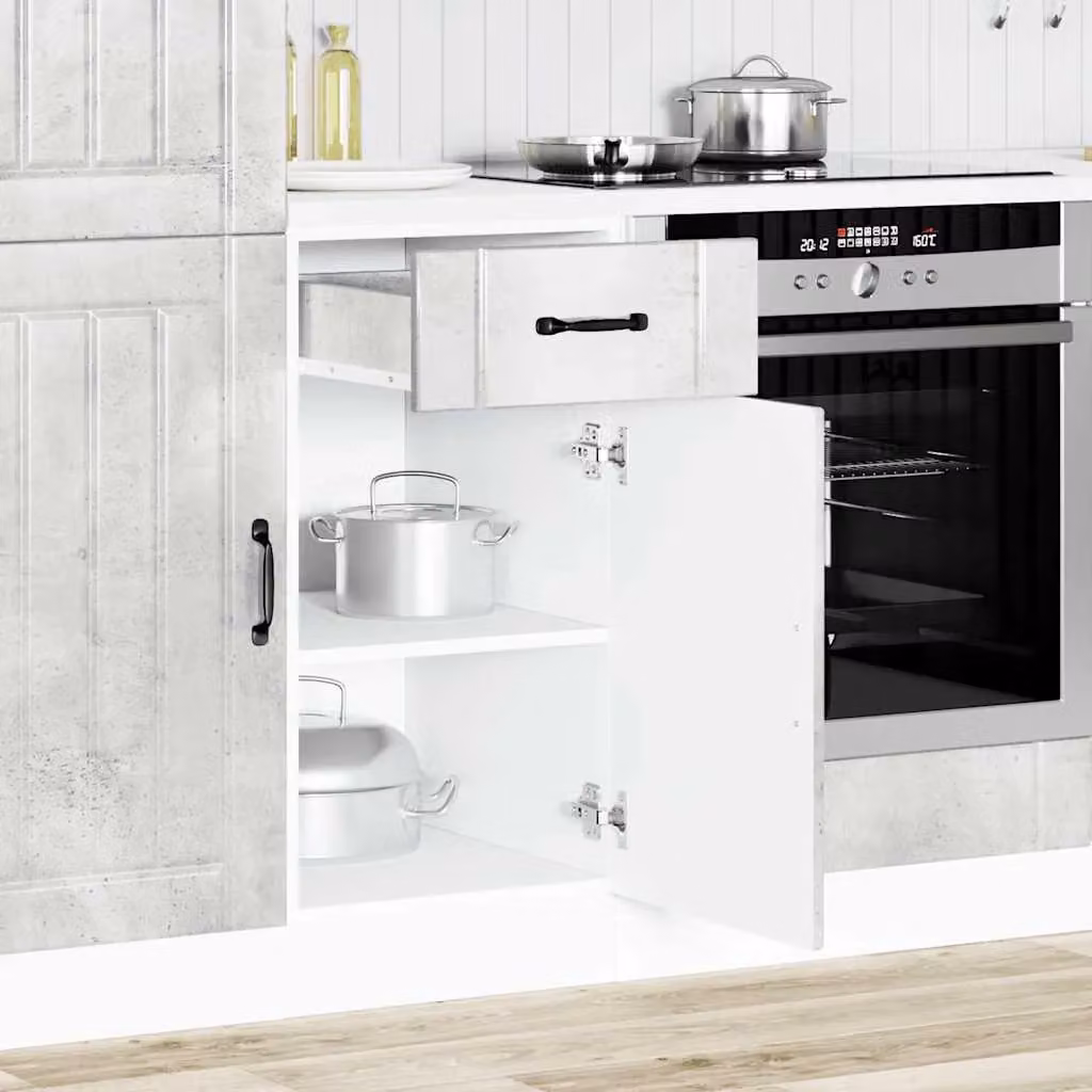 Berkfield Home Lucca Modern Freestanding Kitchen Sink Base Cabinet in Matt Grey Engineered Wood – 2