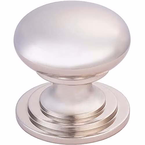 Loops Victorian Round Cupboard Door Knob in Polished Nickel Silver, 38mm Diameter