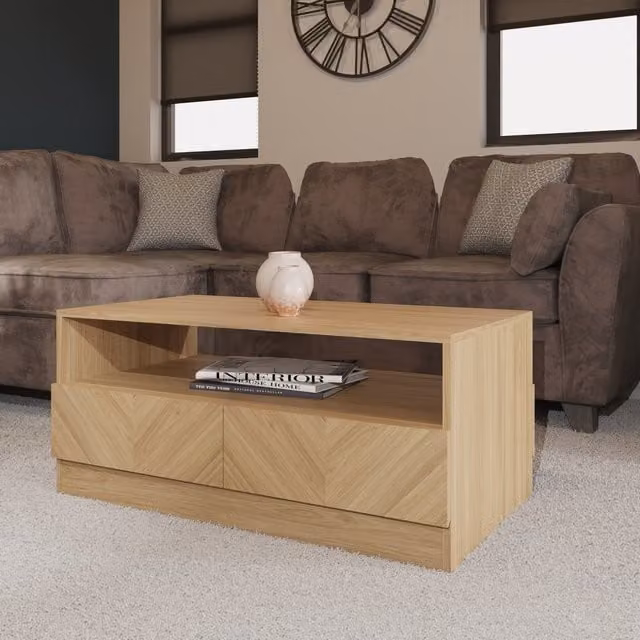 GFW Catania Modern Geometric Oak Coffee Table in Brown