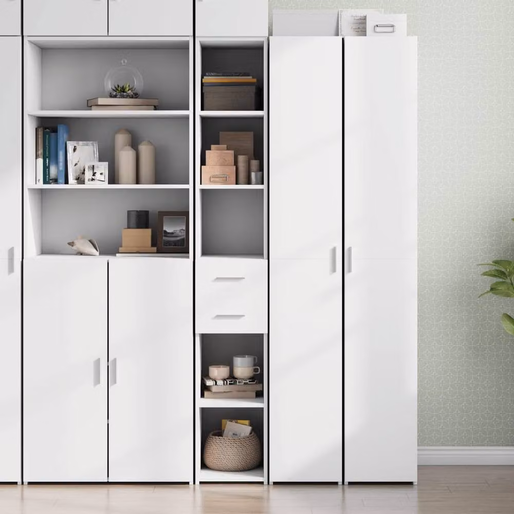 Berkfield Home Modern White Highboard in Engineered Wood, W/D/H: 30 x 42.5 x 185 cm – 2