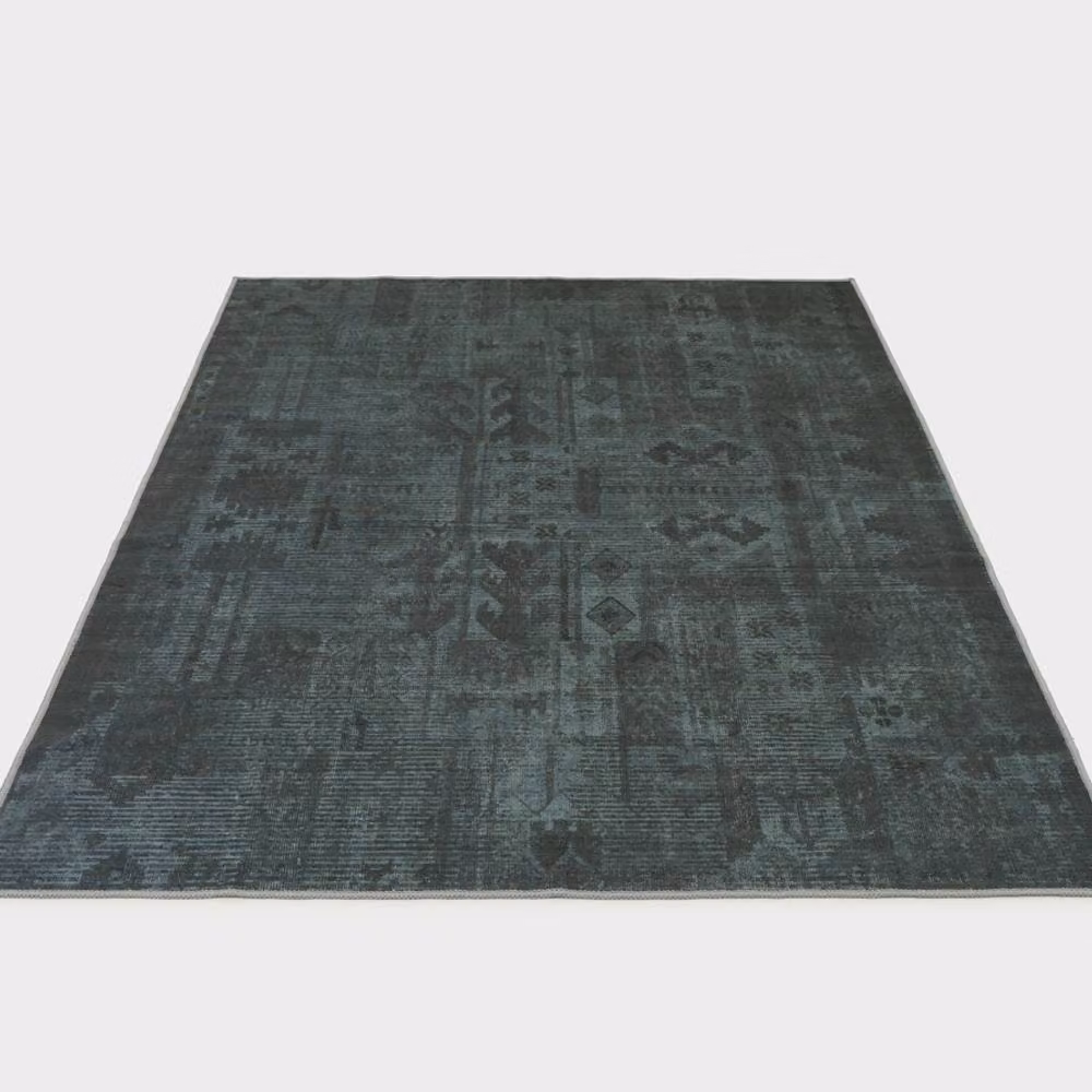 Kukoon Dark Green Distressed Flatwoven Living Room and Hallway Area Rug, W: 240 cm, D: 330 cm – 2