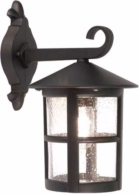 Netlighting Hereford Black Outdoor Wall Lantern Light with E27 Socket and IP43 Rating