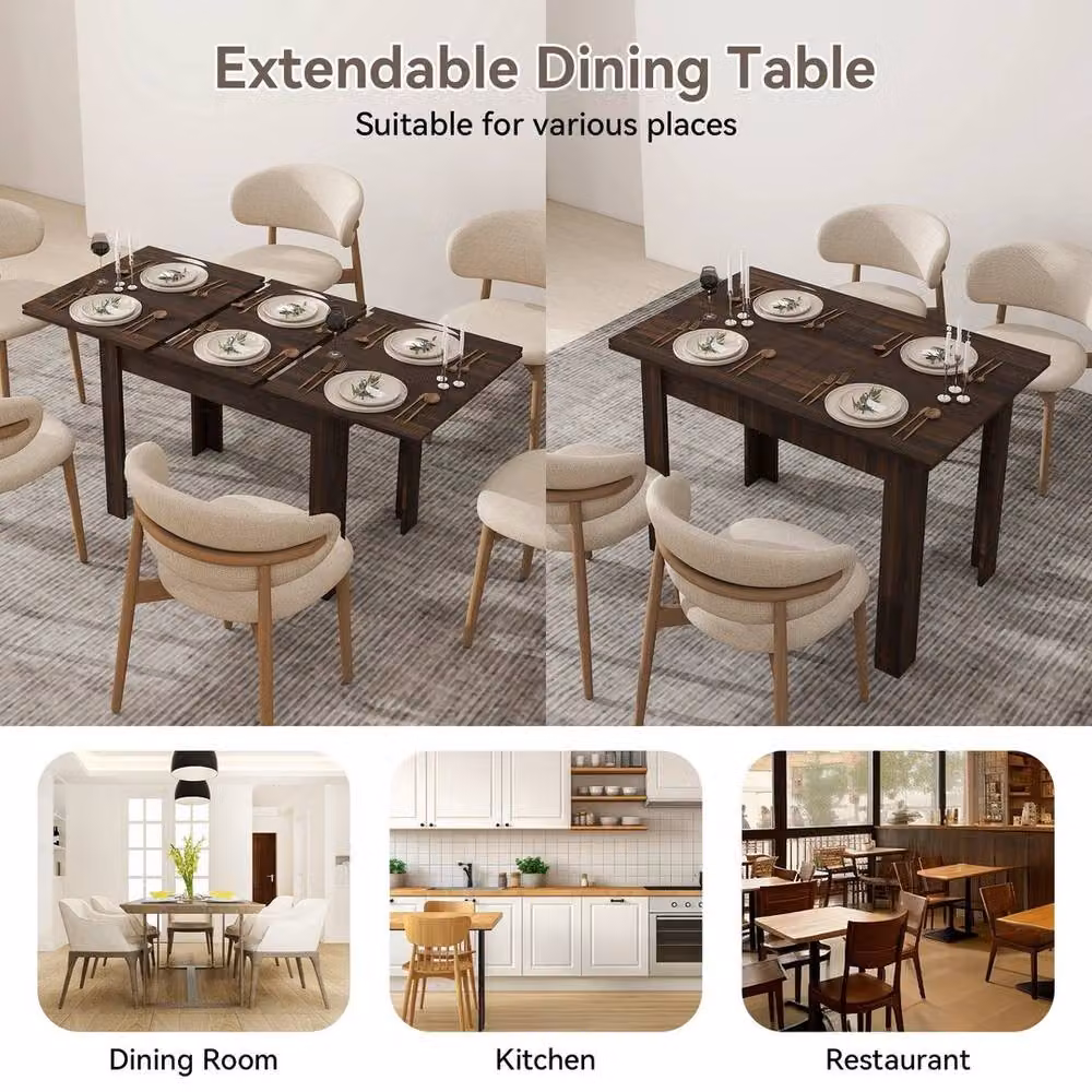 KORVIXA Brown Wooden Extendable Square Dining Table, W/D/H: 100 x 100 x 75 cm – 5