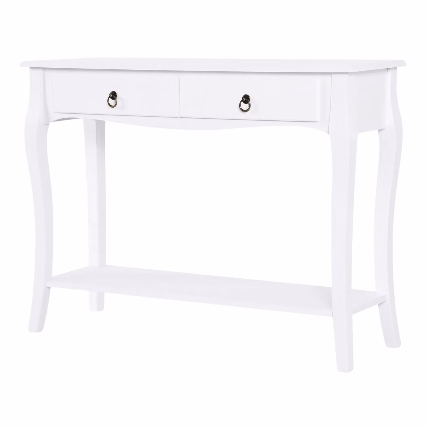 Rafaelo Mobilia Modern White Console Table with 2 Drawers and Shelf, W: 76 cm, D: 33 cm, H: 33 cm – 5