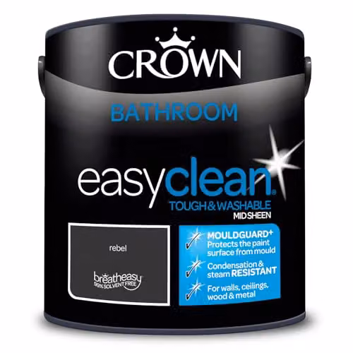 Crown Easyclean Mould Resistant Bathroom Paint, Grey and Black, 2.5 l – 4