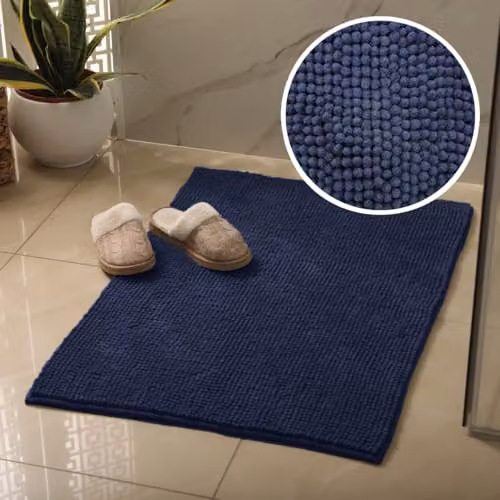 Allure Bath Fashions Bobble Chenille Non-Slip Bath Mat, Blue, W: 60 cm, D: 90 cm, H: 1 cm – 4
