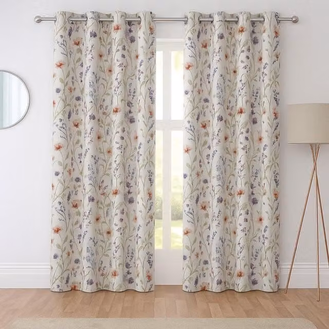 Sundour Hampshire Floral Eyelet Curtains, Multicolour, W: 168 cm, H: 183 cm