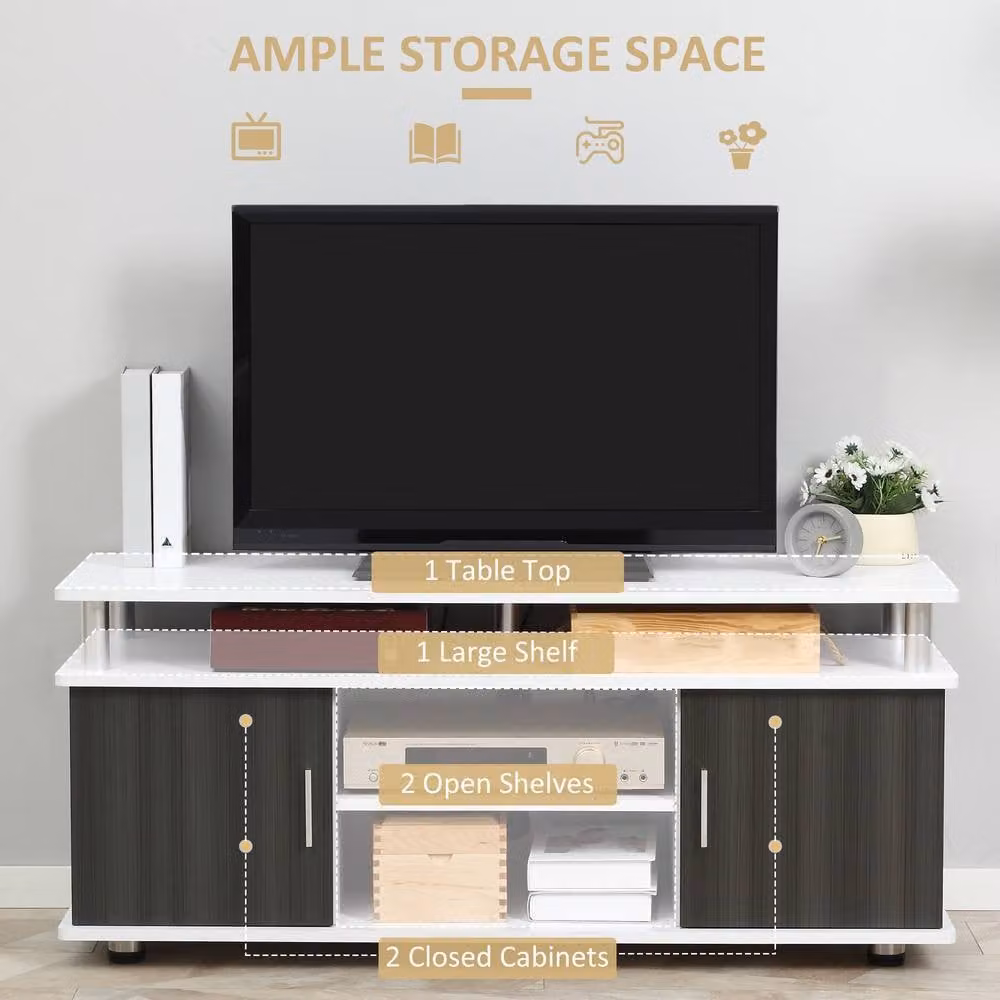 STILVORA Modern White TV Stand with Wood and Metal Details, Width: 120 cm – 5