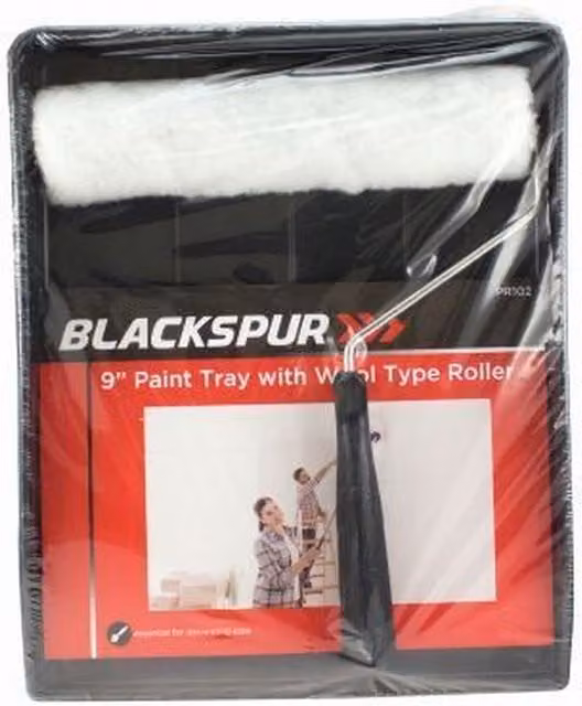 Blackspur Paint Roller and Tray Set, White, 23 cm