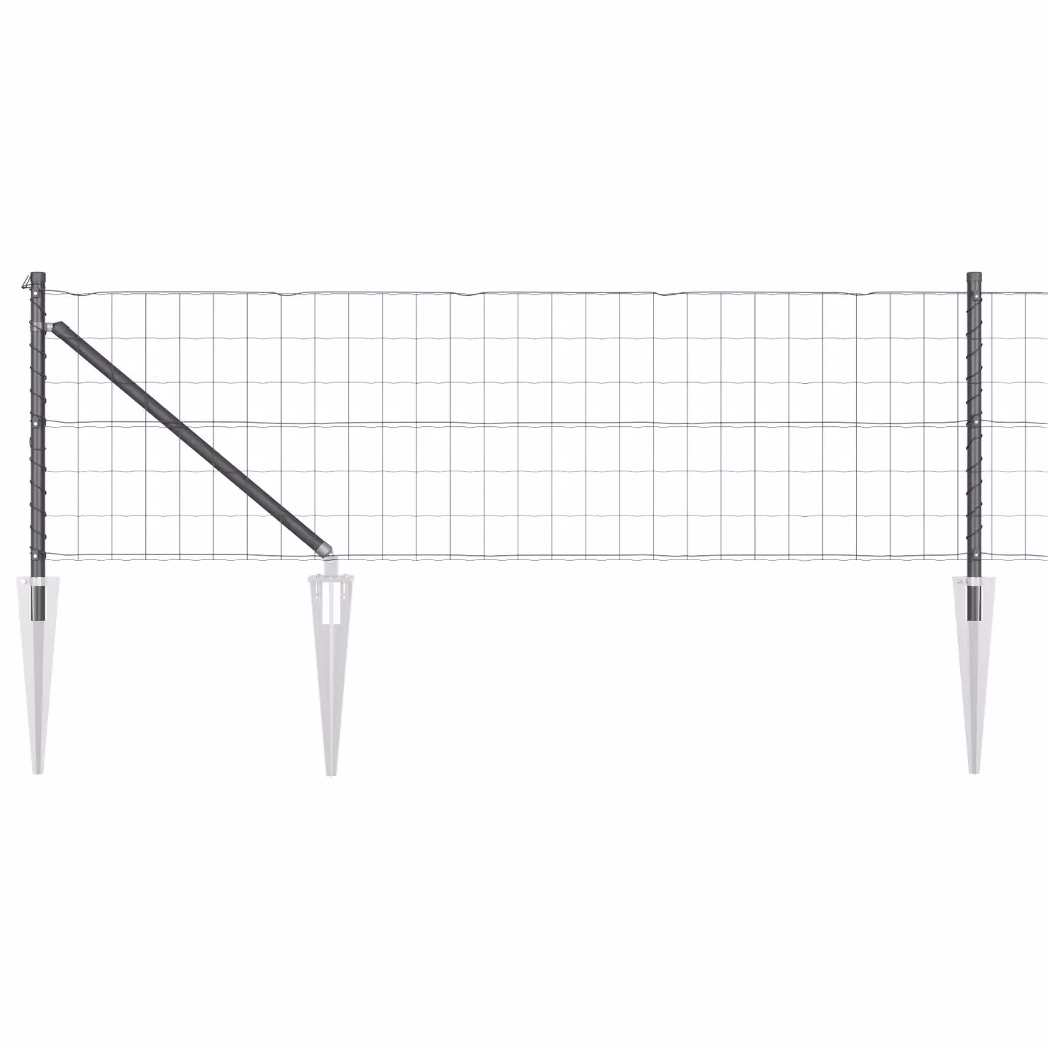 Berkfield Home Euro Fence with 13 Spike Posts, Galvanised Steel, Grey and Silver, W: 25 m, H: 0.4 m – 2
