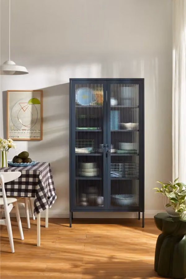 Mustard Made The Collector Freestanding Cabinet in Grey with Glass Doors and Adjustable Shelves, H 170 x W 85 x D 40 cm – 2