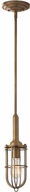 Elstead Urban Renewal 1 Light Industrial Pendant Ceiling Lantern in Dark Antique Brass with E27 Fitting