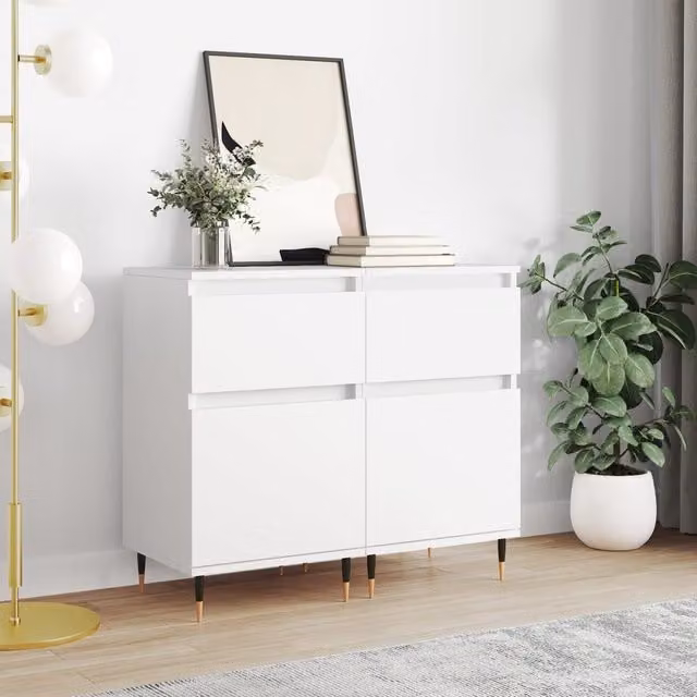 Berkfield Home Set of 2 White Classic Sideboards, W/D/H: 40 x 35 x 70 cm – 1