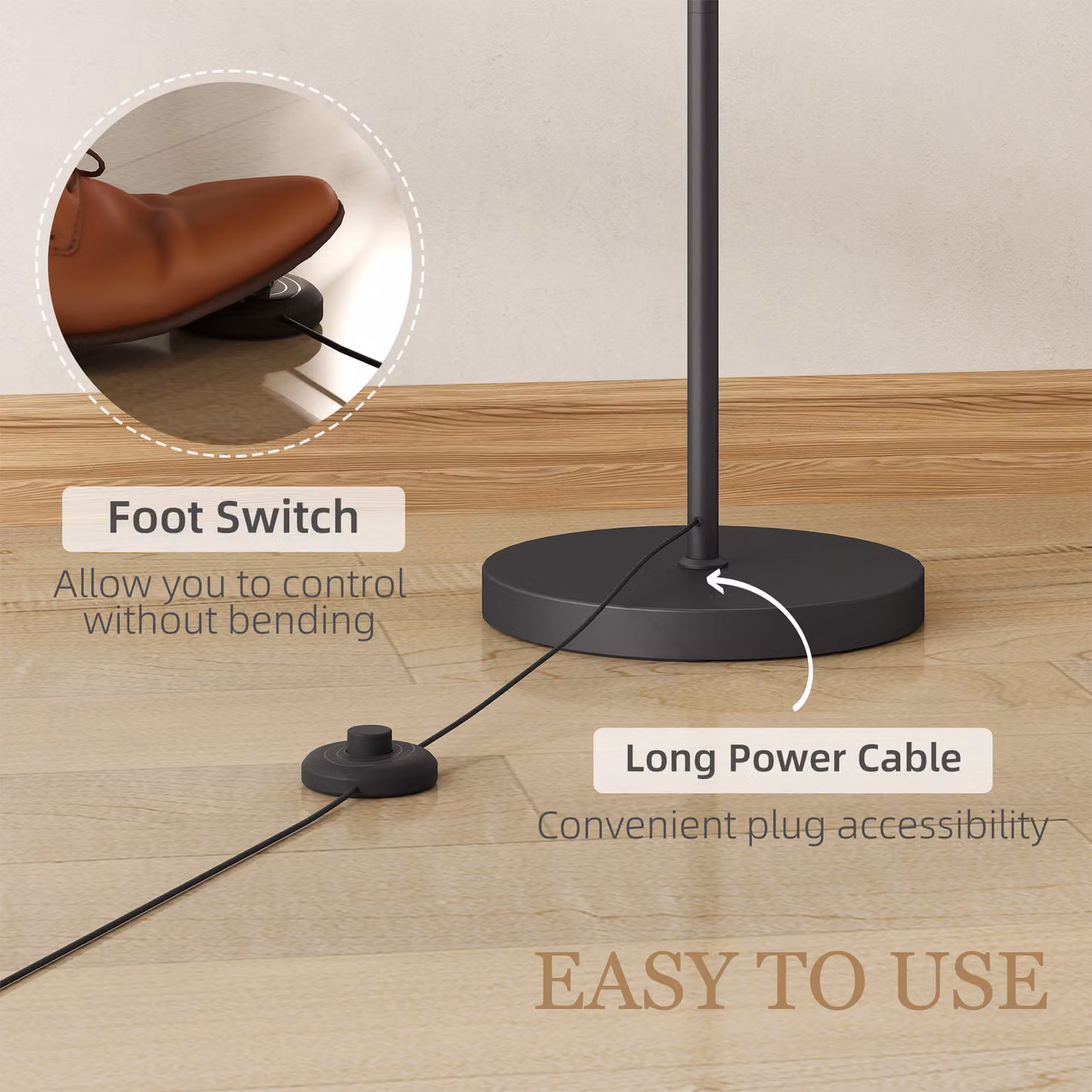 HOMCOM LED Floor Lamp in Black, Stepless Dimmable Reading Standing Lamp with Magnetic Remote Control, 11 Colour Temperatures and 11 Brightness Levels, H 156.9 x W 25.0 x D 25.0 cm – 4