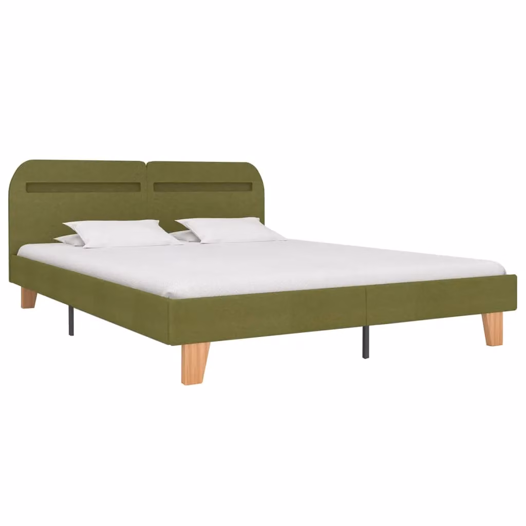 Berkfield Home King Size Fabric Bed Frame with LED Under-Bed Lighting in Green, W: 150 cm, L: 200 cm – 2
