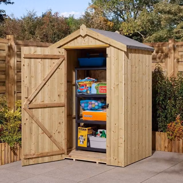 Rowlinson Signature Heritage T&G Single Door Apex Shed in Brown, W/D/H: 120 x 90 x 195.5 cm